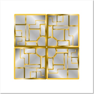 Golden Silver Geometric Mosaic COMPLETE: Luxurious Modern Art Collection Dash Stickers T-Shirts Iphone Cases Posters and Art